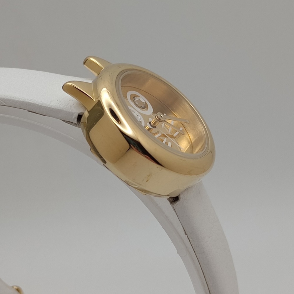 Marc by Marc Jacobs Cat Face Watch Gold Tone White Leather 22.5mm New Battery‎ - Picture 5 of 16
